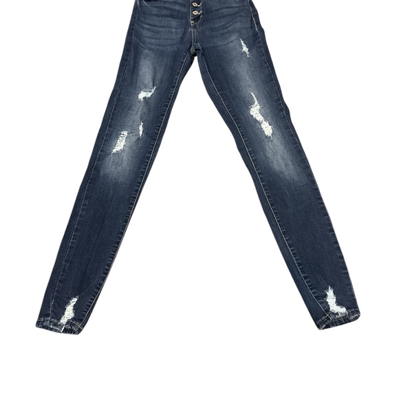 KanCan Dark Blue Distressed Skinny Jeans - Picture 1 of 10